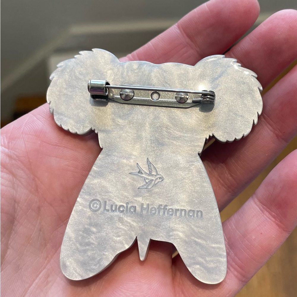 Koala Ice Cream Brooch - Gray, Pink & Green Acrylic Pin - Picture 2 of 2